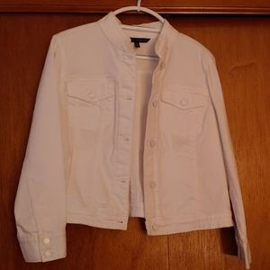 WHBM weathered white denim jacket size 14